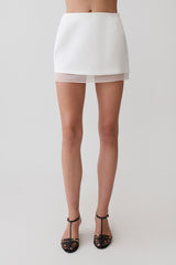 Frankie Satin Mini Skirt - White