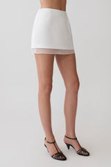 Frankie Satin Mini Skirt - White
