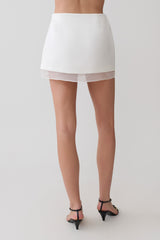 Frankie Satin Mini Skirt - White